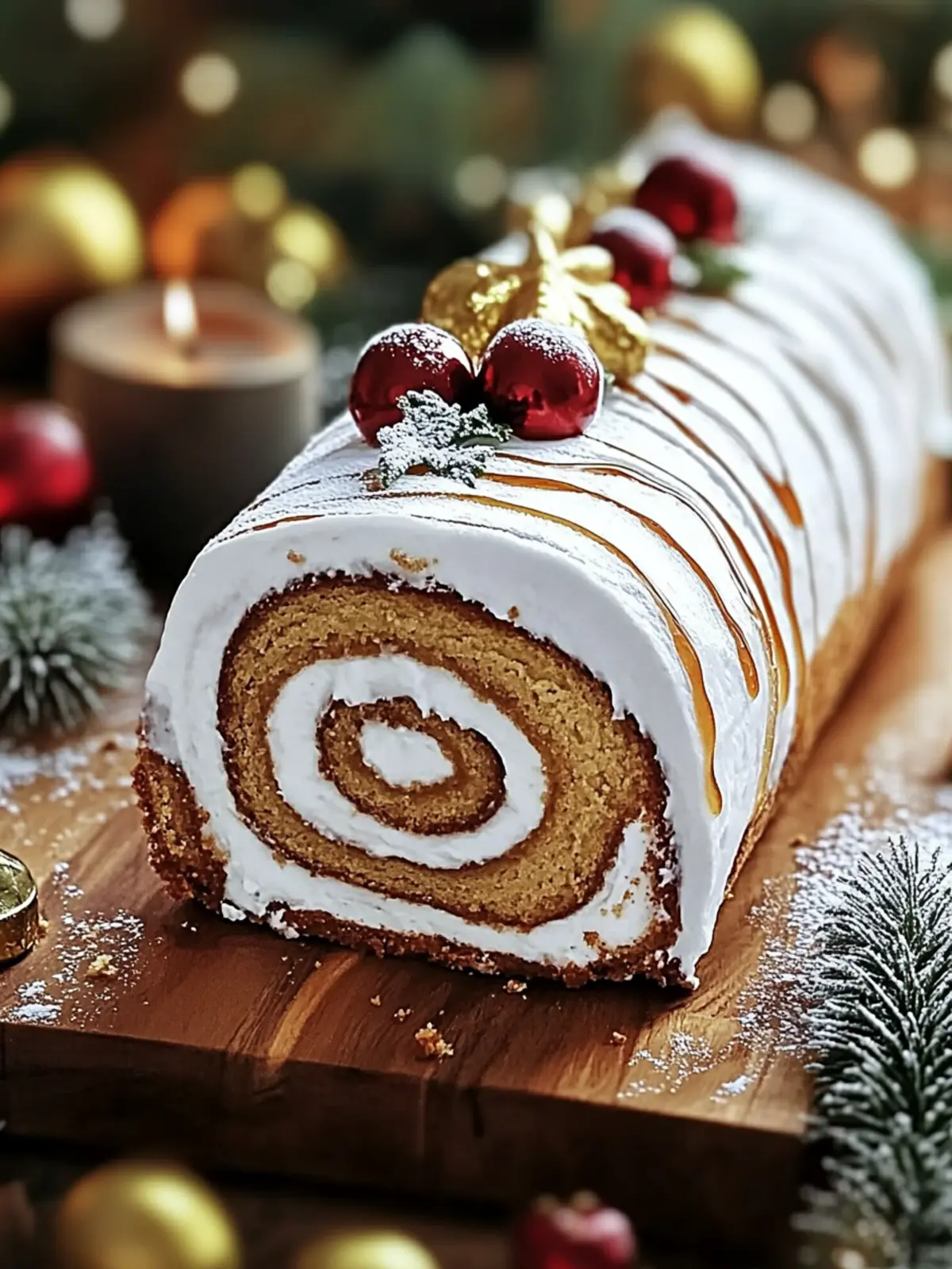 Ginger Bread Yule Log Cake