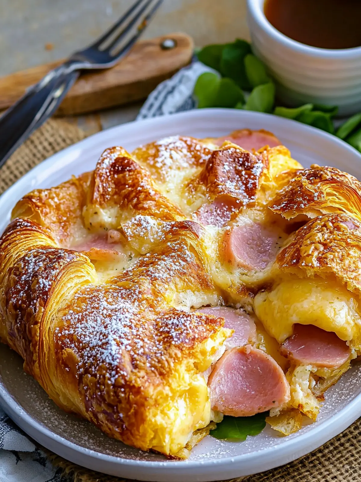 Ham and Cheese Croissant Breakfast