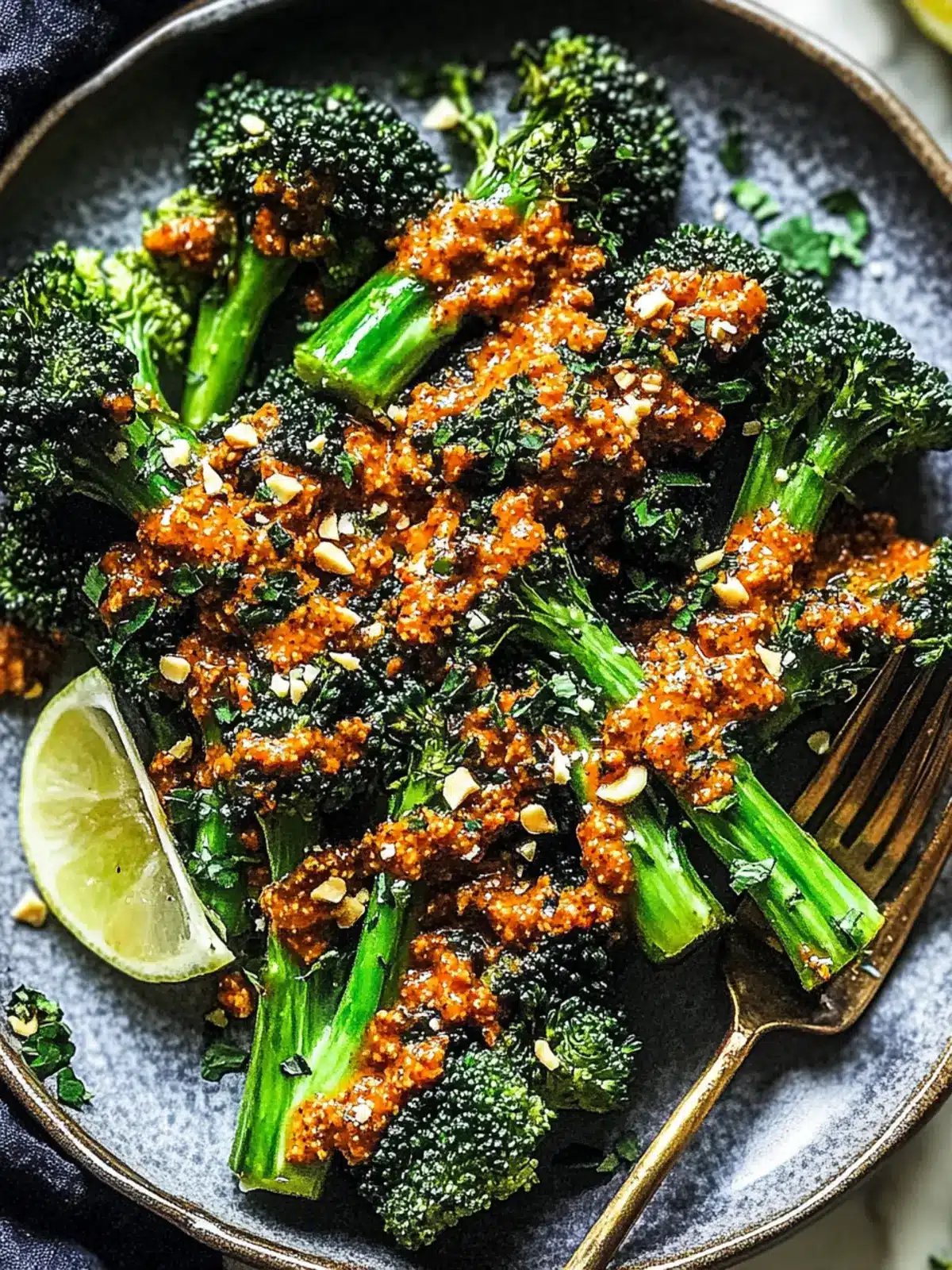 Charred Broccoli with Hazelnut Romesco