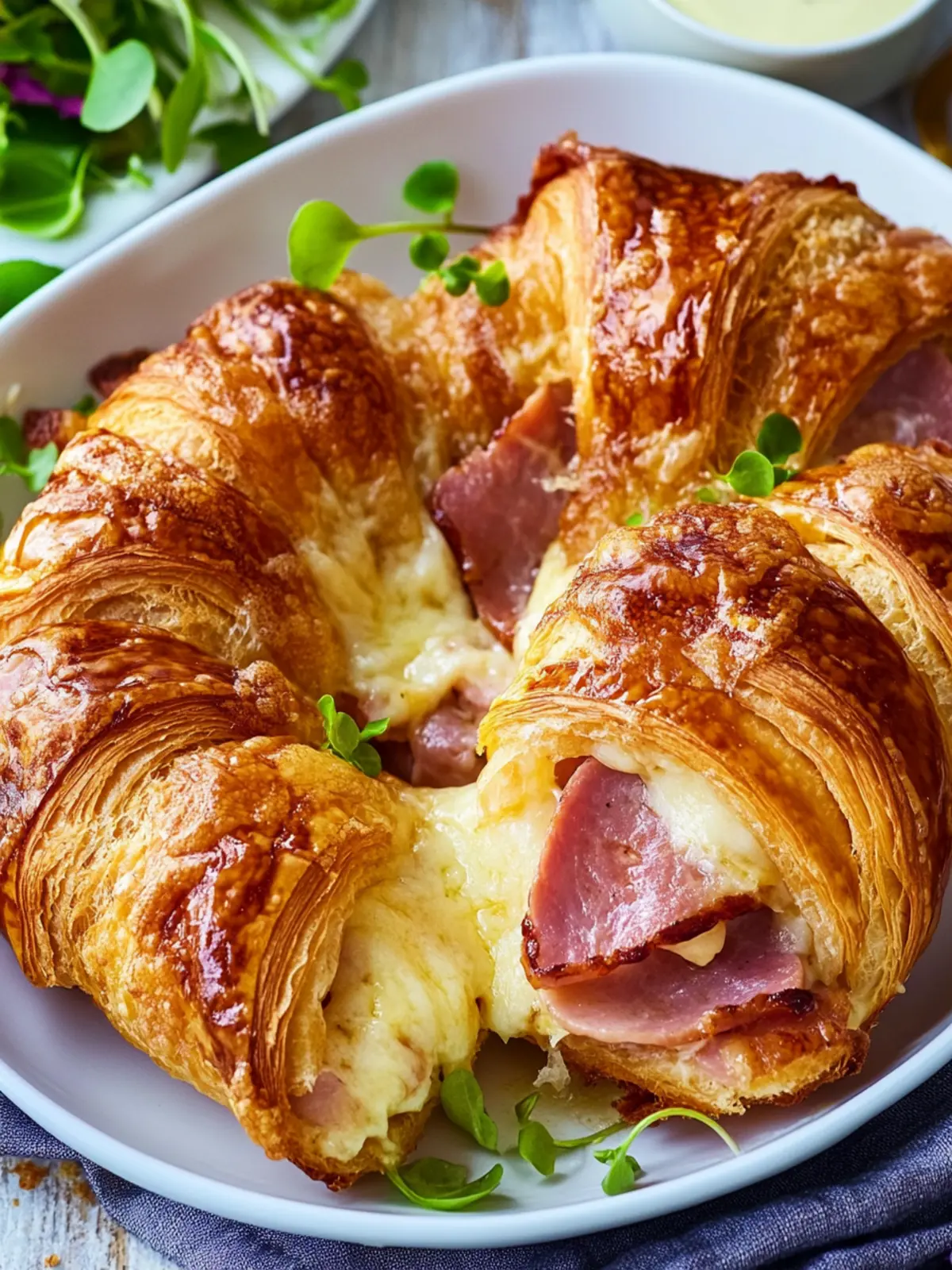 Ham and Cheese Croissant Breakfast